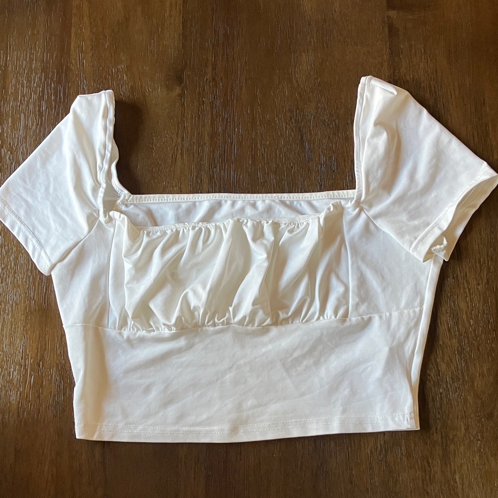 SHEIN White Square Neck Blouse